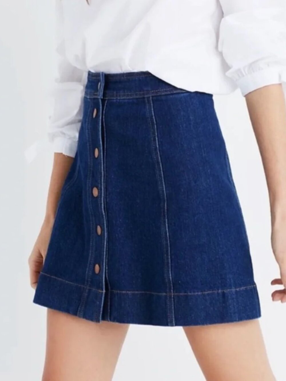 MADEWELL Metropolis Dark Wash Snap Front Denim Skirt sz 4